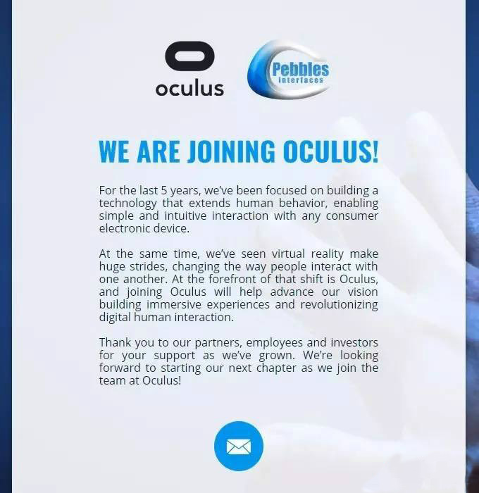 VR厂商Oculus收购Pebbles