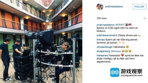 Andrine Stolsmo Hegerberg近日在Instagram上面分享了她为《FIFA 17》进行面部捕捉时候的照片