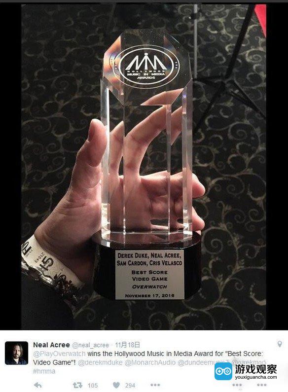 《守望先锋》获得了2016好莱坞音乐传媒奖最佳电子游戏配乐奖