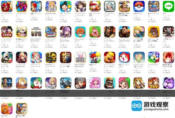日本iOS收入榜单排名