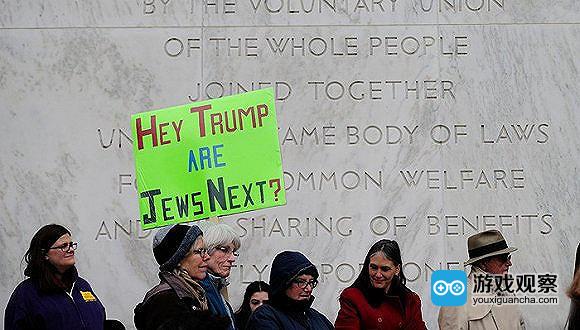 美国犹太裔组织的抗议禁穆令的游行