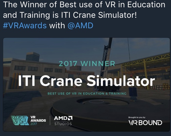 年度最佳VR教育培训：ITI吊车模拟器