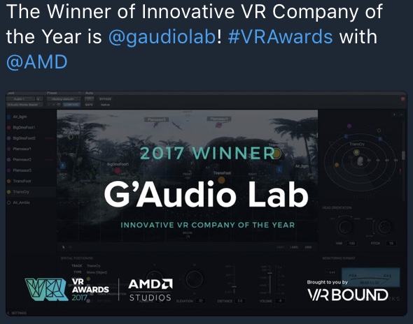 年度创新VR公司：G’Audio Lab