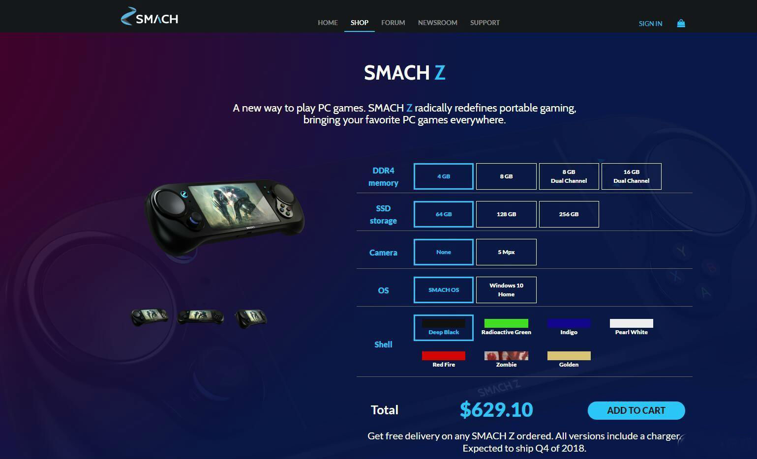 Steam掌机SMACH Z确认将于2018年Q4发货