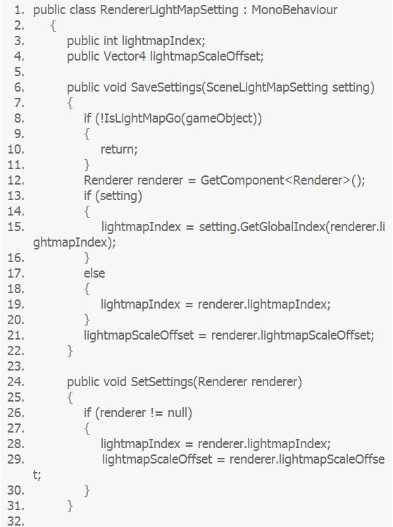 设置光照贴图参数的Component代码