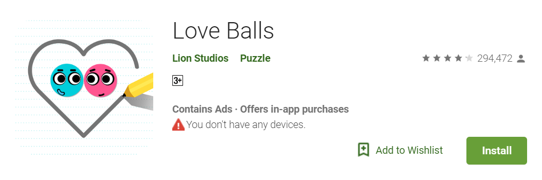 Love Balls 在 Google Play 应用商店内的截图