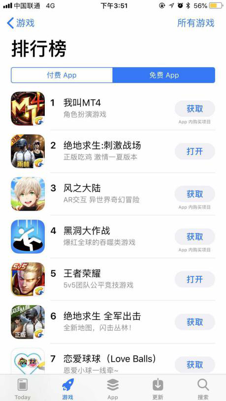 截止发稿前，《我叫MT4》已登上了App Store免费榜第一