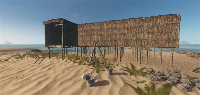 在荒岛上建造房子的游